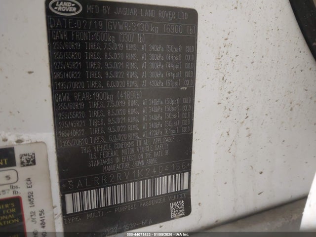 SALRR2RV1K2404156 Land Rover Discovery Hse