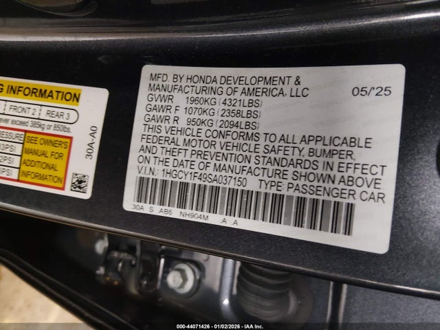 1HGCY1F49SA037150 Honda ACCORD SE