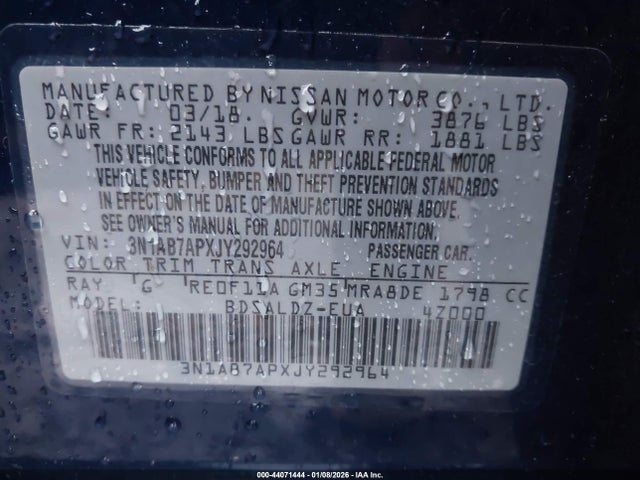 Nissan SENTRA SV 2018 3N1AB7APXJY292964 Image 9