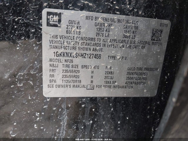 Aukcja sprzedaży 2017 Gmc Acadia Denali, vin: 1GKKNXLS6HZ127458, numer aukcji: 44071450