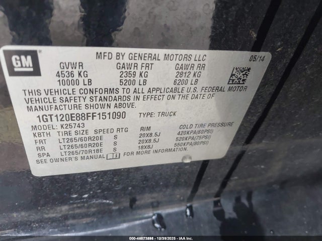 Aukcja sprzedaży 2015 Gmc Sierra 2500hd Denali, vin: 1GT120E88FF151090, numer aukcji: 44071498