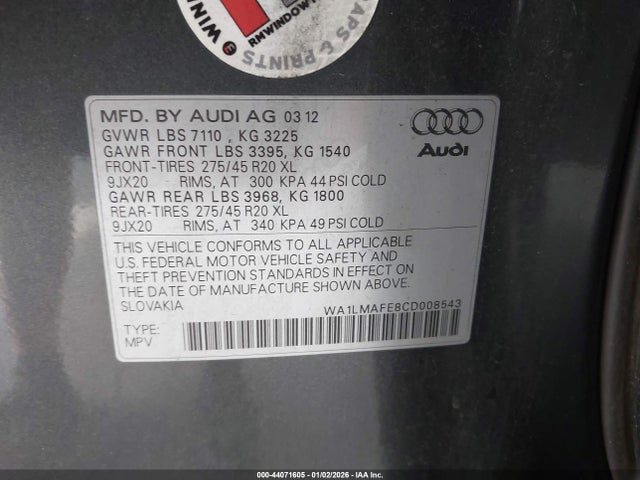 2012 AUDI Q7 WA1LMAFE8CD008543 Photo 8