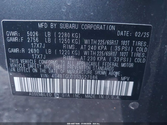 4S4BTGUD3S3227086 Subaru Outback Wilderness