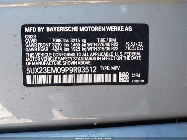 2023 BMW X7 5UX23EM09P9R93512 Photo 8