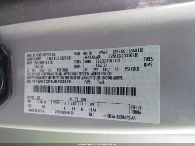 2018 FORD F-150 1FTEW1CP9JKF22635 Photo 8