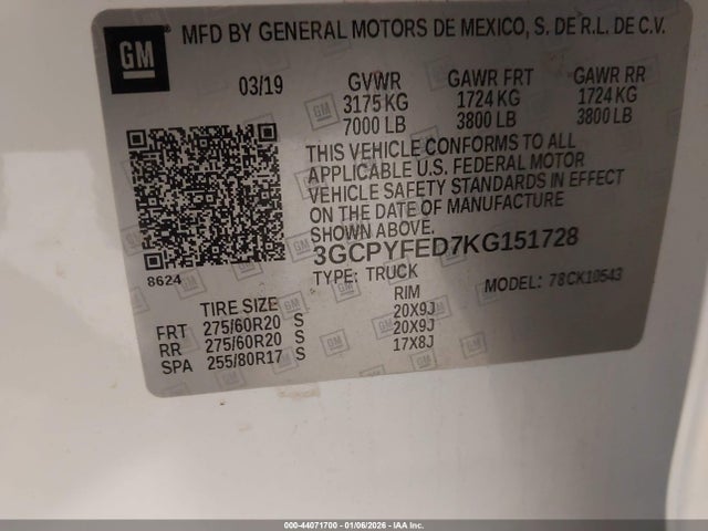 2019 CHEVROLET SILVERADO 1500 3GCPYFED7KG151728 Photo 8