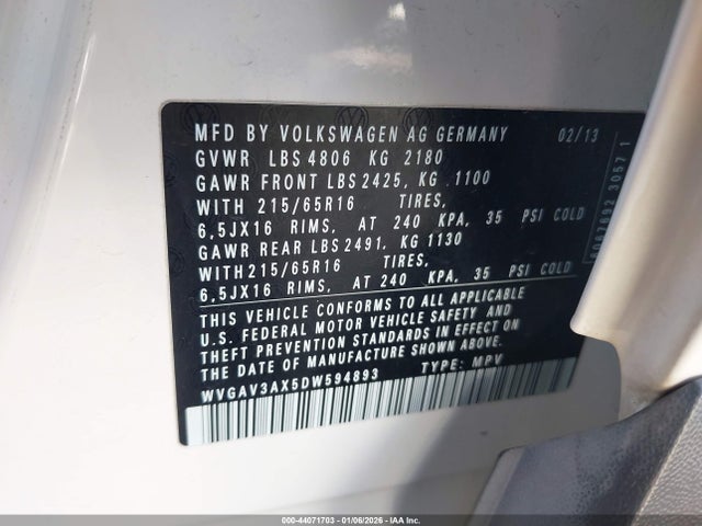 2013 VOLKSWAGEN TIGUAN WVGAV3AX5DW594893 Photo 8