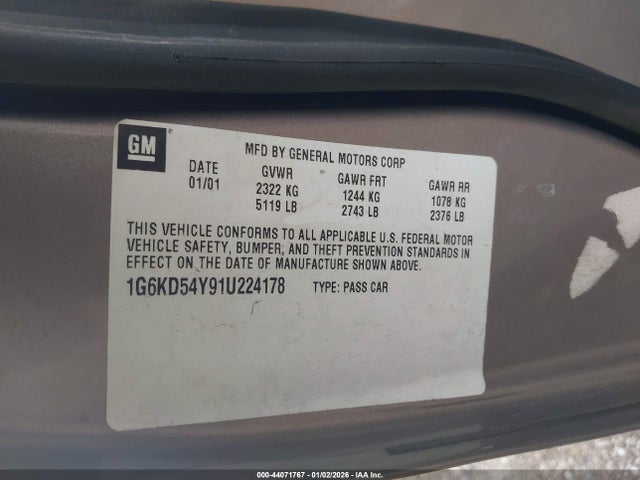 2001 CADILLAC DEVILLE 1G6KD54Y91U224178 Photo 8