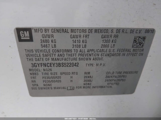 2011 CADILLAC SRX 3GYFNCEY3BS522042 Photo 8