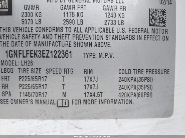 Chevrolet EQUINOX 1LT 2014 1GNFLFEK3EZ122361 Image 9
