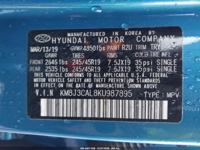 2019 HYUNDAI TUCSON KM8J3CAL8KU987895 Photo 8