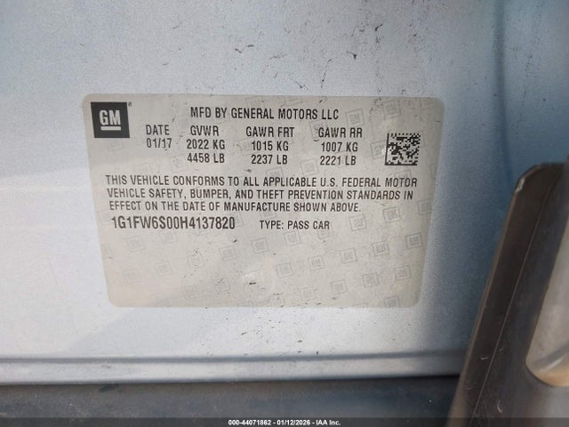 1G1FW6S00H4137820 Chevrolet BOLT EV LT
