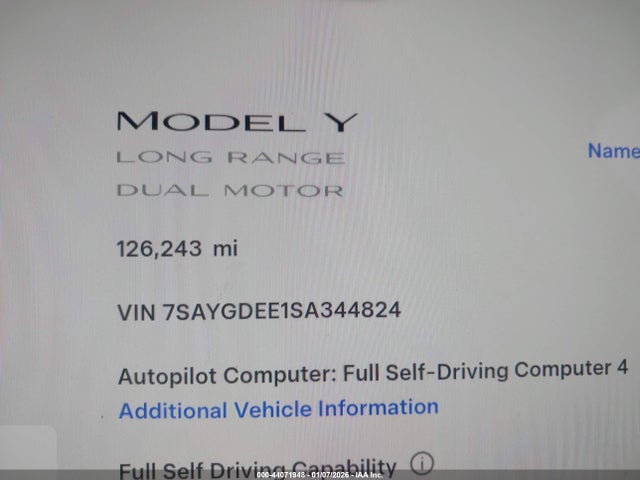 Aukcja sprzedaży 2025 Tesla Model Y Long Range Dual Motor All-wheel Drive, vin: 7SAYGDEE1SA344824, numer aukcji: 44071948