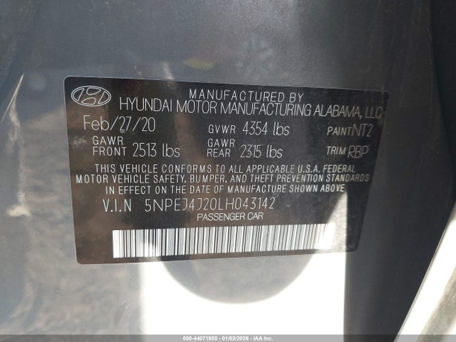 Hyundai Sonata Sel Plus 2020 5NPEJ4J20LH043142 Image 9
