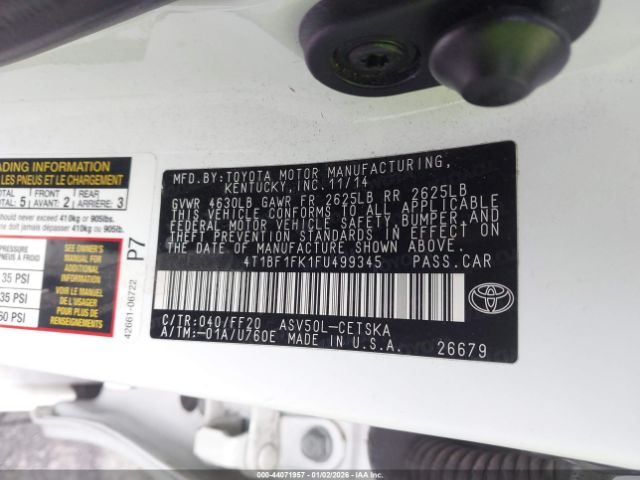 2015 TOYOTA CAMRY 4T1BF1FK1FU499345 Photo 8