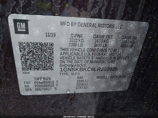 1GNSKBKC6LR202029 Chevrolet Tahoe 4wd Lt