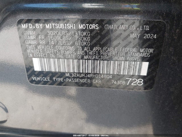 2024 MITSUBISHI MIRAGE ML32AUHJ4RH014804 Photo 8