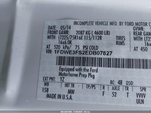Ford E-350 Cutaway 2014 1FDWE3FS2EDB07827 Image 9