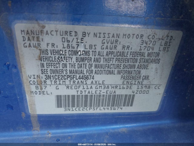 3N1CE2CP5FL445674 Nissan Versa Note Sl