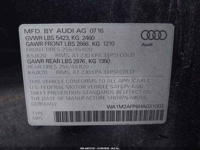 WA1M2AFP6HA031002 Audi Q5 2.0t Premium