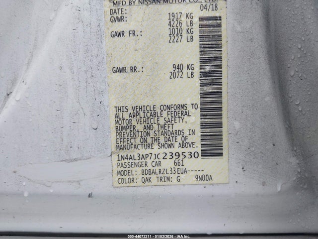 1N4AL3AP7JC239530 Nissan Altima 2.5 Sl