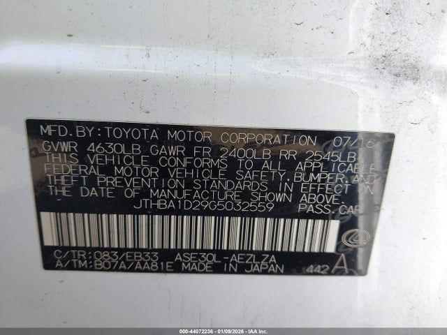 44072236 :رقم المزاد ، JTHBA1D29G5032559 vin ، 2016 Lexus Is 200t مزاد بيع