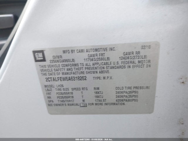 2010 GMC TERRAIN 2CTALFEW6A6318262 Photo 8