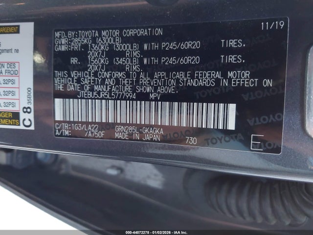 JTEBU5JR5L5777994 Toyota 4runner Limited