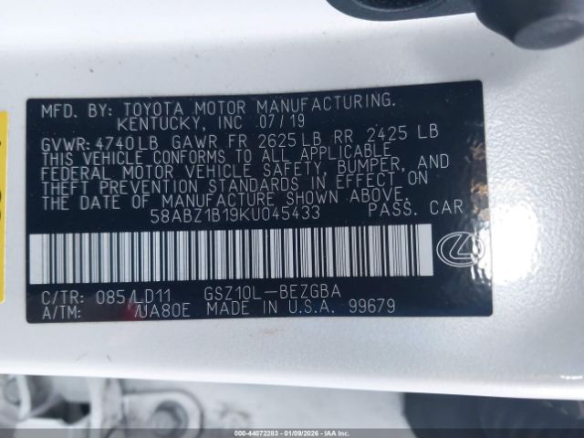 2019 LEXUS ES 350 58ABZ1B19KU045433 Photo 8