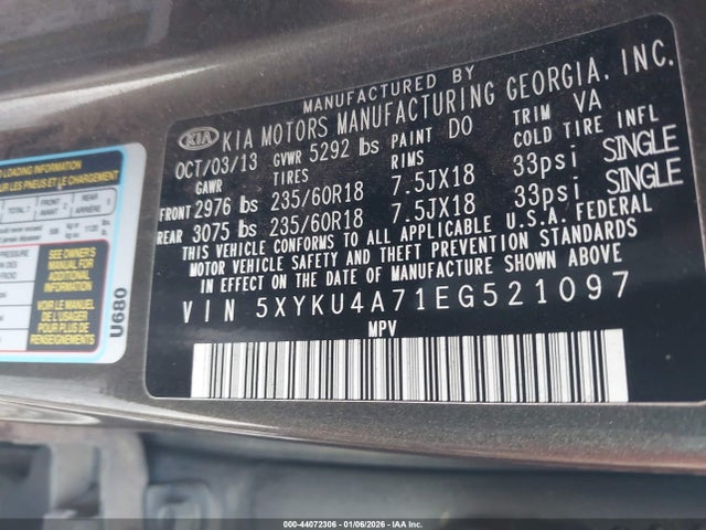 KIA Sorento Ex V6 2014 5XYKU4A71EG521097 Image 9