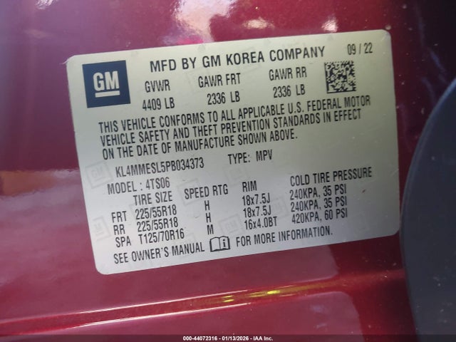 44072316 :رقم المزاد ، KL4MMESL5PB034373 vin ، 2023 Buick Encore Gx Select Awd مزاد بيع