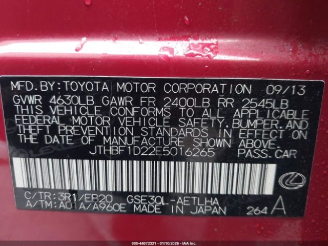 2014 LEXUS IS 250 JTHBF1D22E5016265 Photo 8