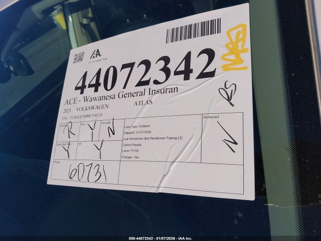 Продаж на аукціоні авто 2021 Volkswagen Atlas 3.6l V6 Se W/technology, vin: 1V2KR2CA4MC556524, номер лоту: 44072342