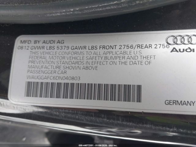 2013 AUDI A6 WAUGGAFC6DN040803 Photo 8