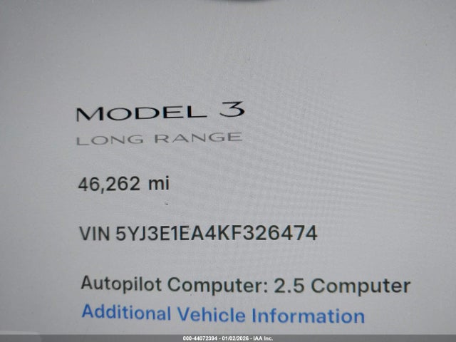 2019 TESLA MODEL 3 5YJ3E1EA4KF326474 Photo 6