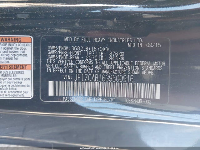 Subaru 2.0 na 2016 JF1ZCAB16G9600916 Image 9