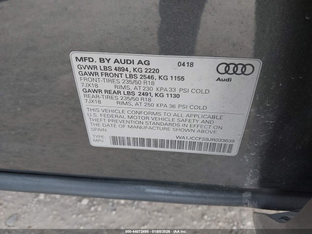 2018 AUDI Q3 WA1JCCFS9JR033639 Photo 8
