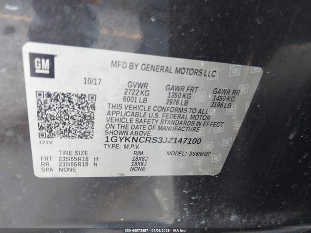 Продаж на аукціоні авто 2018 Cadillac Xt5 Luxury, vin: 1GYKNCRS3JZ147100, номер лоту: 44072497