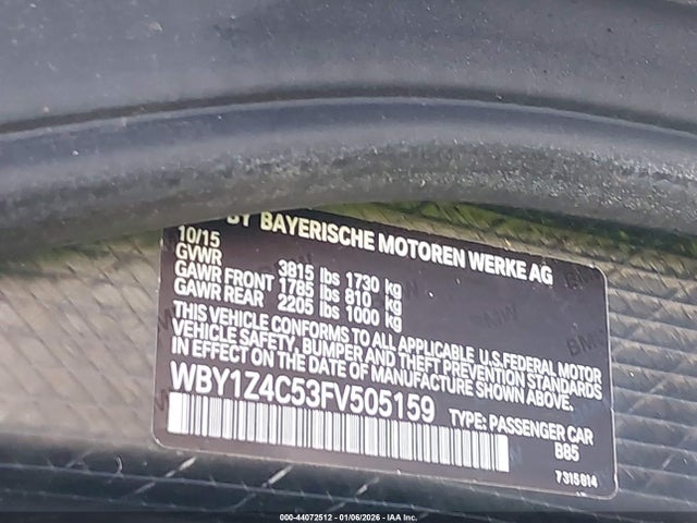 WBY1Z4C53FV505159 BMW I3 Base W/range Extender