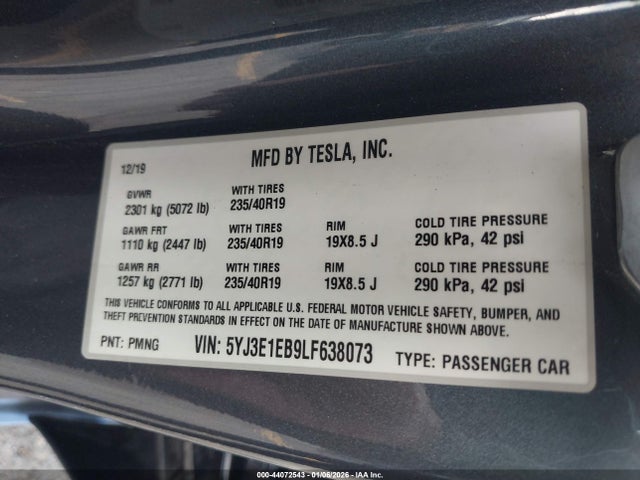 2020 TESLA MODEL 3 5YJ3E1EB9LF638073 Photo 8
