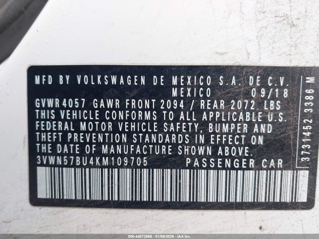 3VWN57BU4KM109705 Volkswagen Jetta 1.4t S