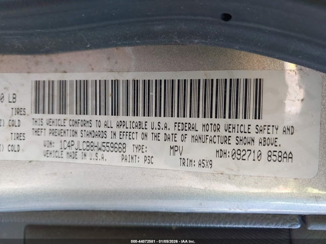 1C4PJLCB8HW559668 Jeep Cherokee Latitude Fwd