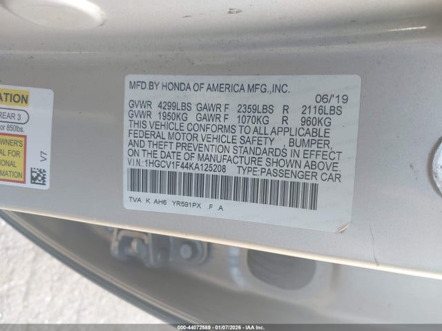 1HGCV1F44KA125208 Honda ACCORD EX