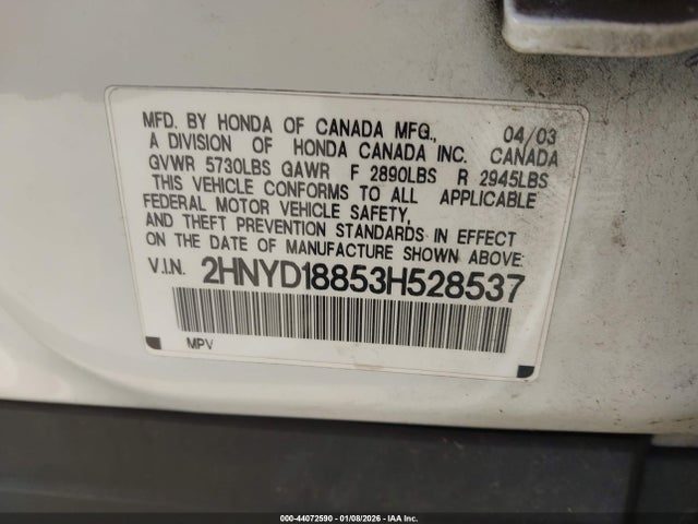 2003 ACURA MDX 2HNYD18853H528537 Photo 8