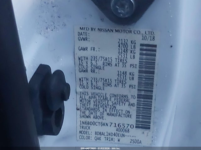 Nissan FRONTIER S 2019 1N6BD0CT6KN716570 Image 9