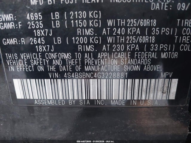 4S4BSBNC4G3228881 Subaru Outback 2.5i Limited