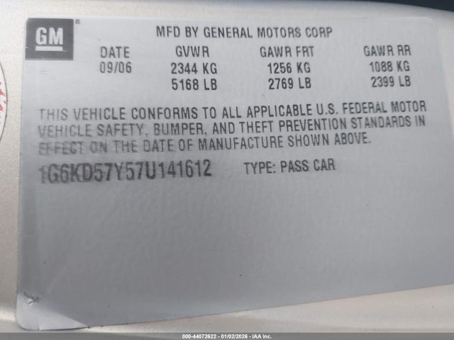 2007 CADILLAC DTS 1G6KD57Y57U141612 Photo 8