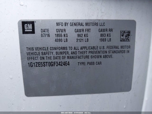 1G1ZE5ST0GF342464 Chevrolet MALIBU 1LT
