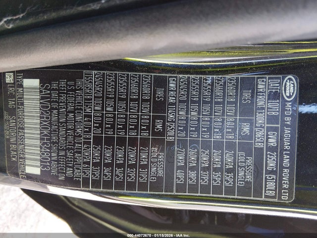 2019 LAND ROVER RANGE ROVER EVOQUE SALVD2RX0KH348013 Photo 8