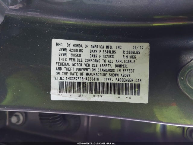 1HGCR2F38HA228416 Honda ACCORD LX